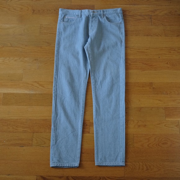 NAKED & FAMOUS DENIM Super Guy Stone Blue Recycled Selvedge Jeans Mens Size 34 - Picture 1 of 14